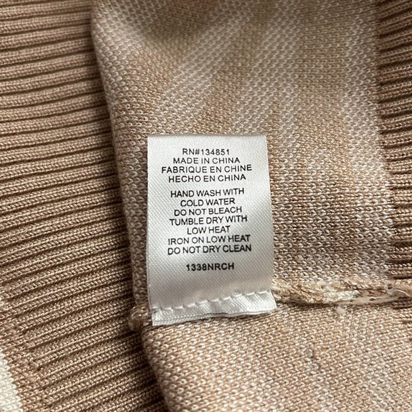 WAYF Sweater Women XS Tan White Pull Over Zebra Pattern Mock Neck Viscose - Picture 6 of 8